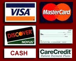 Cash, Check, Visa, Mastercard, Discover of CareCredit